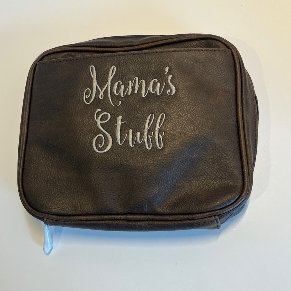Jewell Thirty One Mama's Stuff Toiletry Bag Brown Zippered Car Travel Organizing